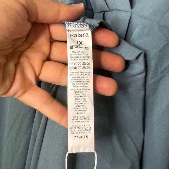 Halara Breezeful™ V Neck Short Sleeve Pocket Tie Back Stone Blue Midi Dress NWT - Picture 6 of 8